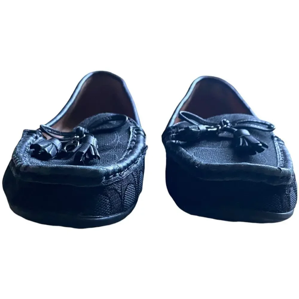 COACH Signature C Loafers Black Leather Driving Moccasin Women's 6.5 B Classic